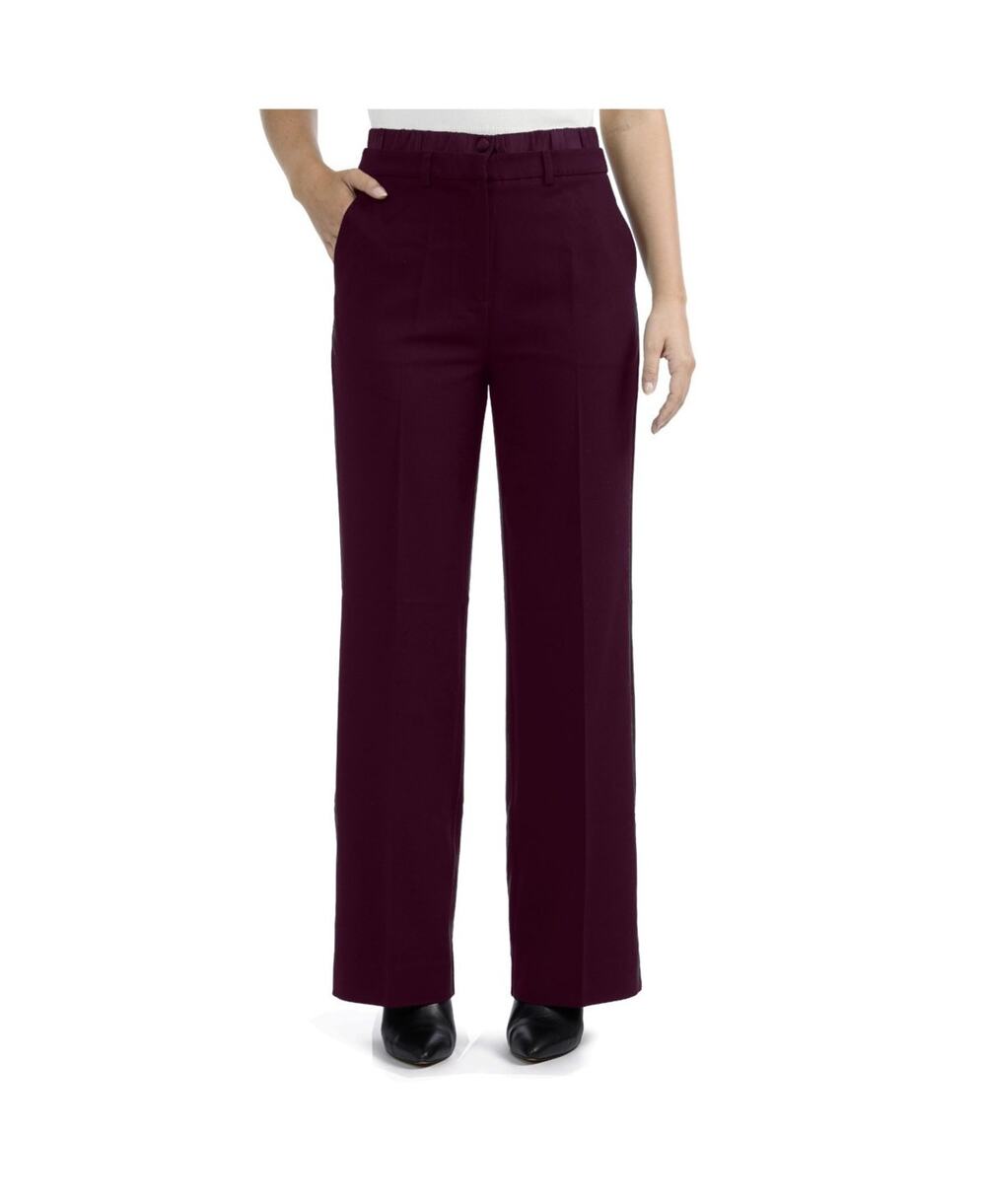 Ellen Tracy Women's Straight Leg Pant with Satin Waistband Purple Size L 3921